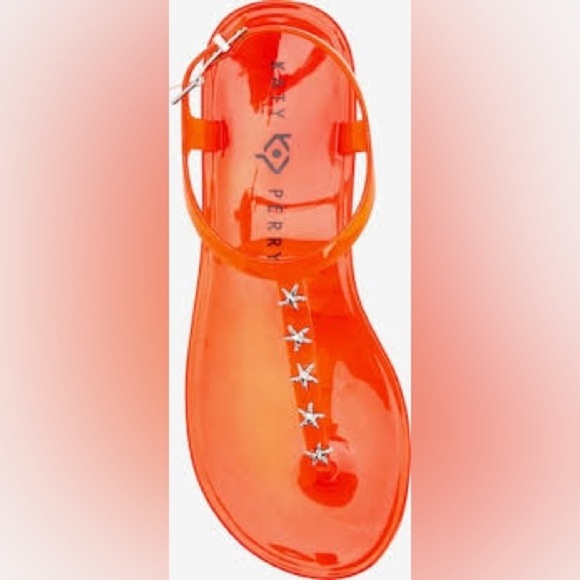 Katy Perry Geli Stud Fiery Orange thong sandals silver tone starfish BRAND NEW - Picture 8 of 8